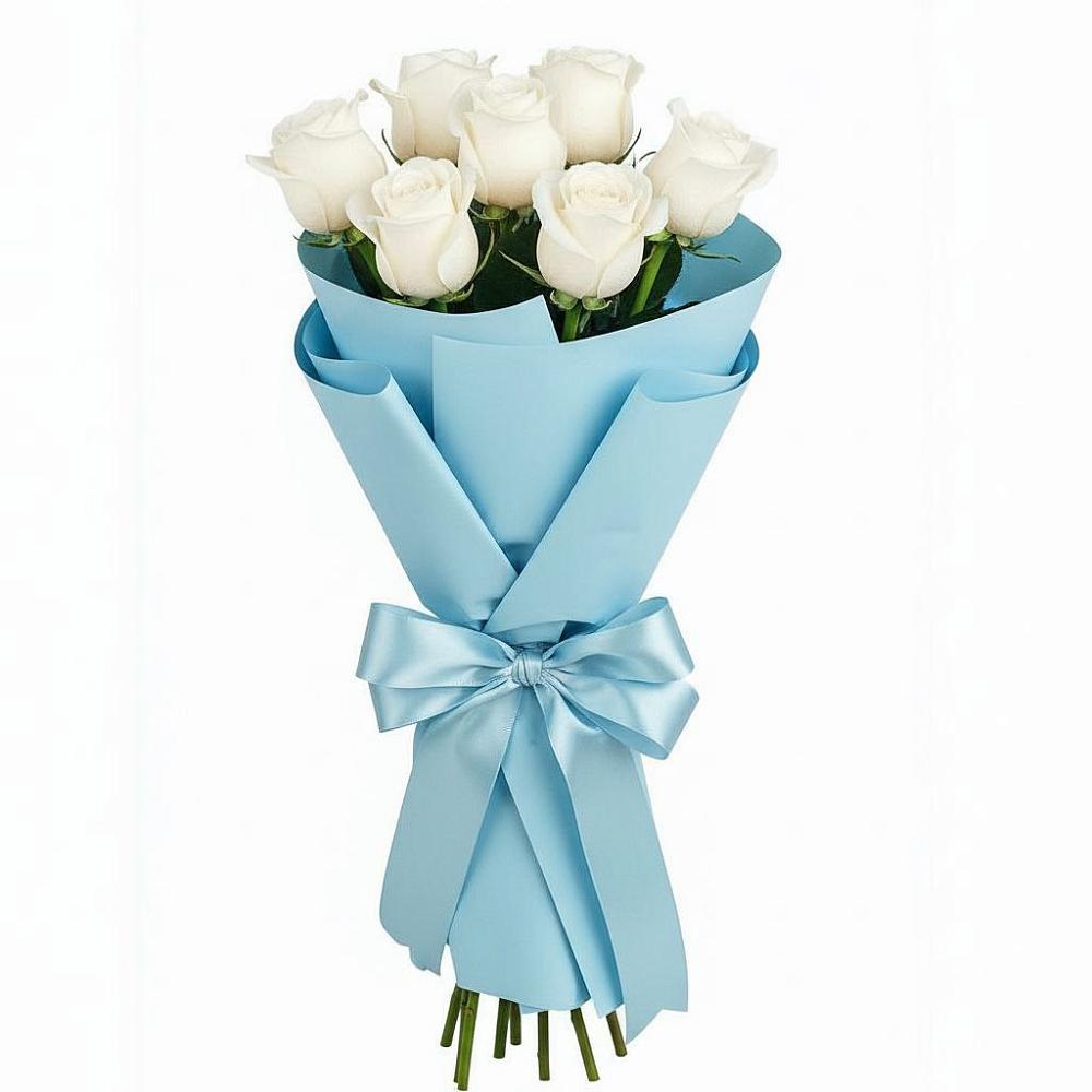 Букет 7 белых роз Проуд в Салавате