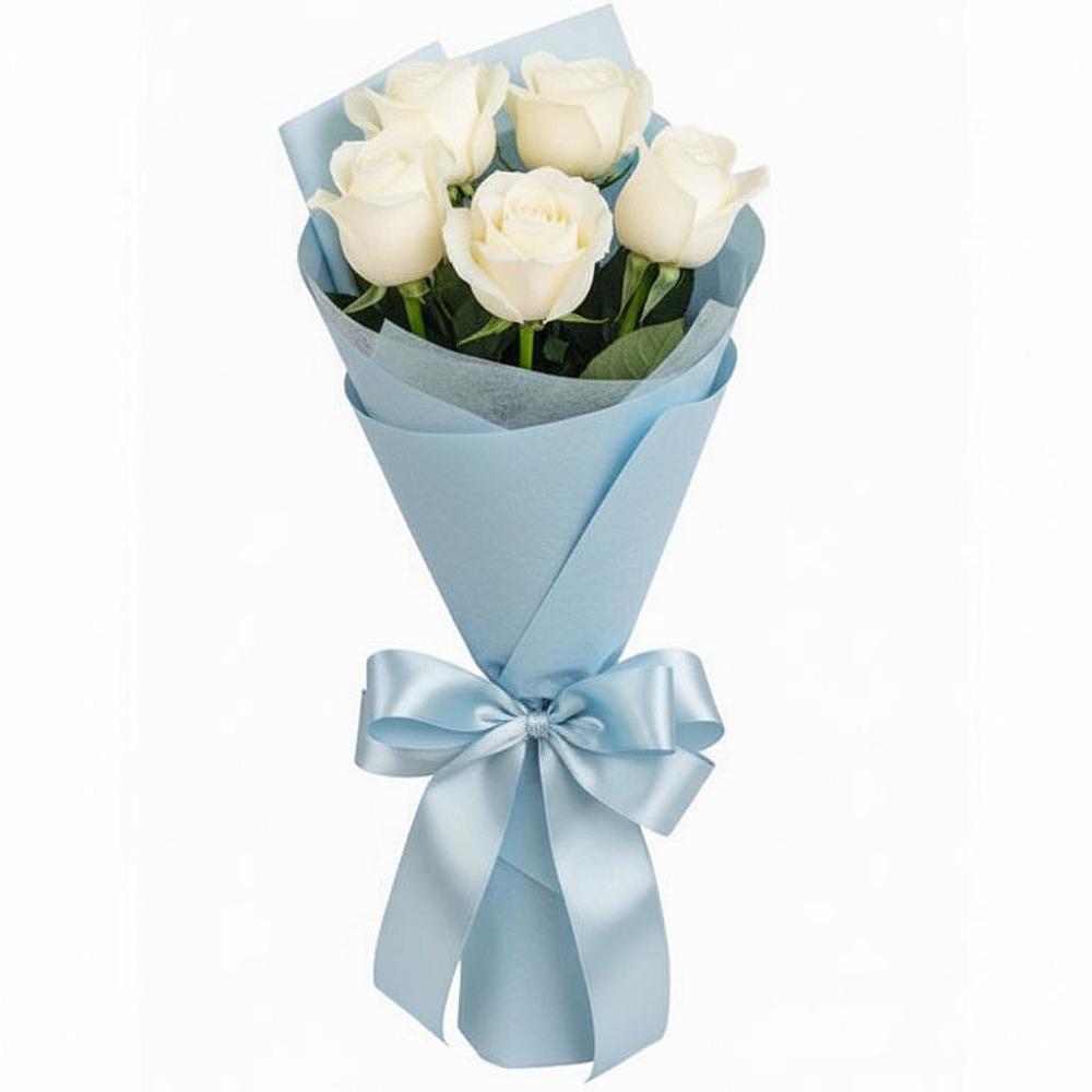 Букет 5 Белых роз Проуд в Салавате