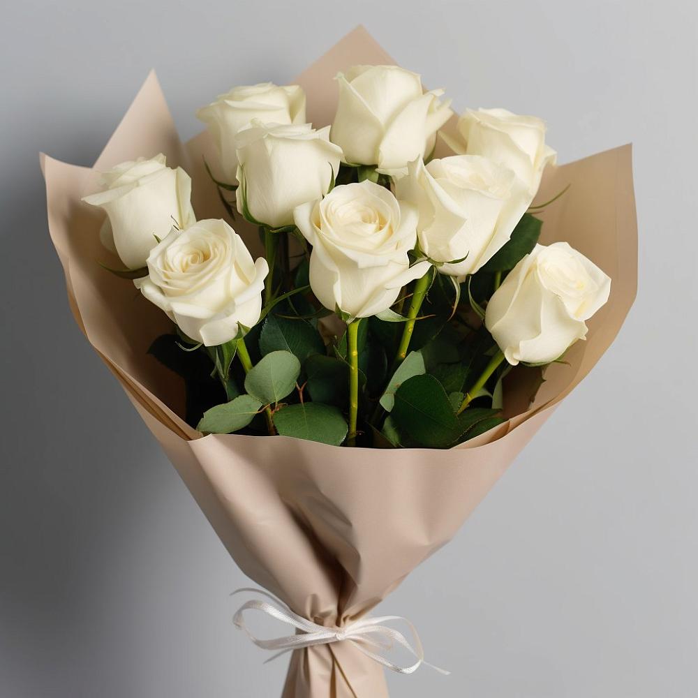 Букет 9 Белых роз Эдлесс Лав в Салавате