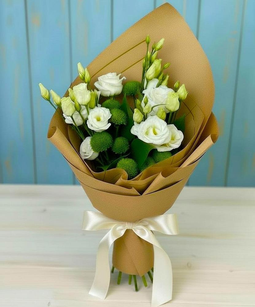 Букет цветов из: Хризантемы и Лизиантусы в Салавате