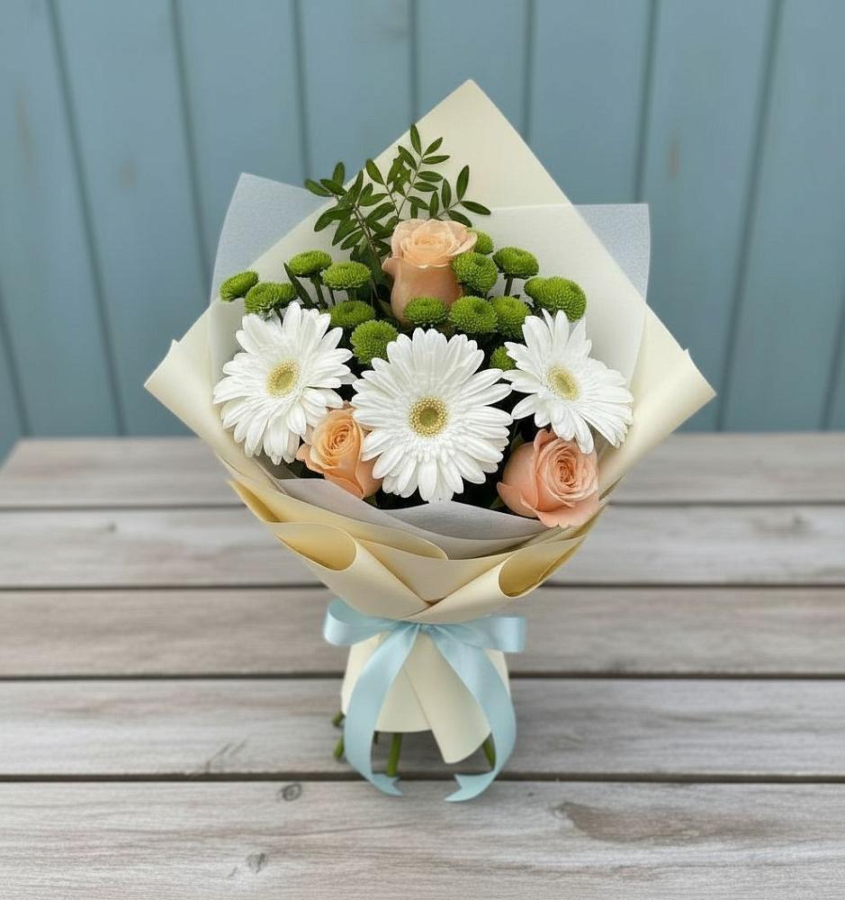 Букет цветов из: Герберы, Розы и Хризантемы в Салавате