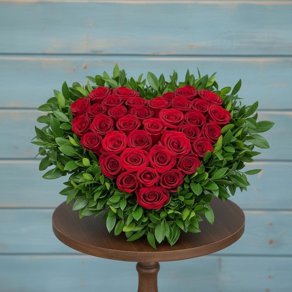 Цветочная композиция из Розы в виде сердца в Салавате