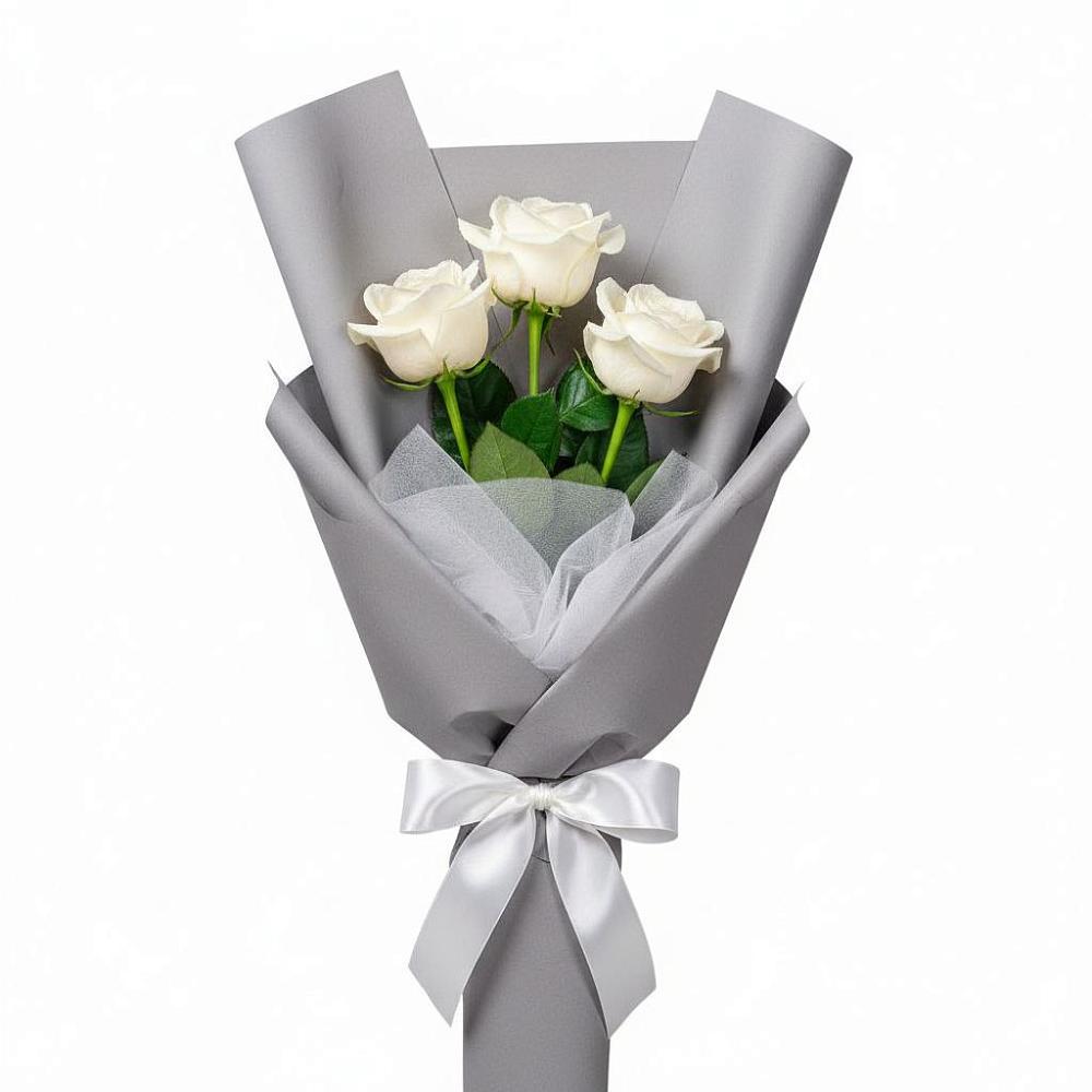 Букет 3 белые розы в Салавате