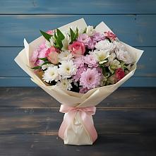 Букет цветов из:  Хризантемы, Альстромерии и Розы в Салавате